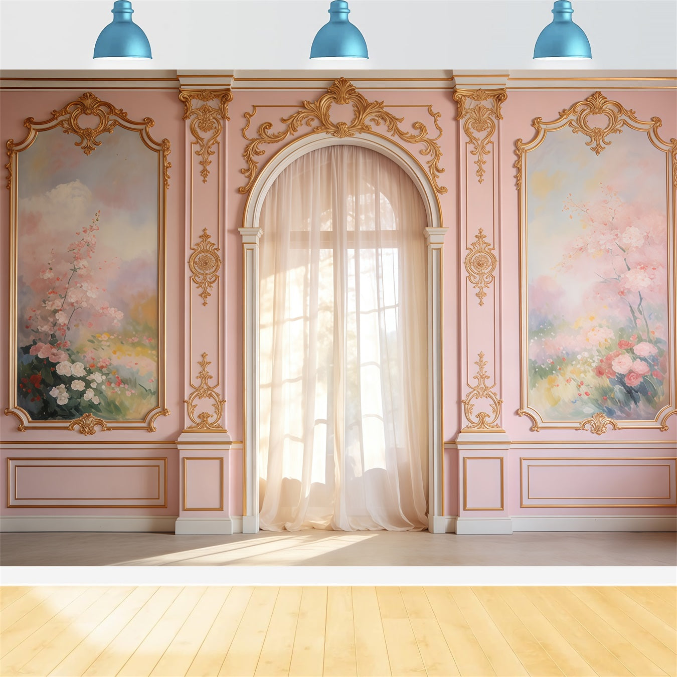 Rococo Floral Mother's Day Backdrop Blush Wall Floral Archway Mother's Day Photoshoot Backdrop CSH63-87