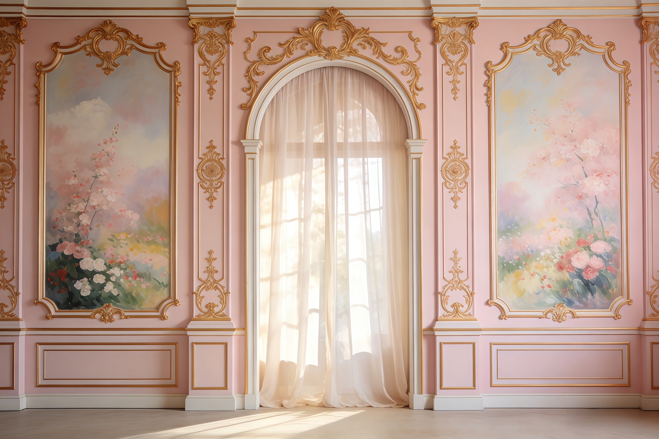Rococo Floral Mother's Day Backdrop Blush Wall Floral Archway Mother's Day Photoshoot Backdrop CSH63-87