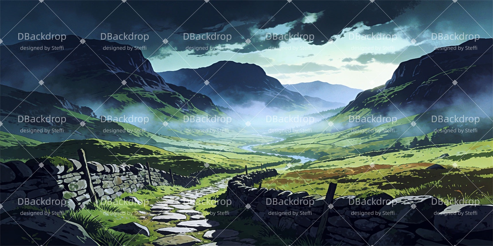 Scenic Backdrops Scottish Highland Road Theater Stage Backdrop CSH63-T1