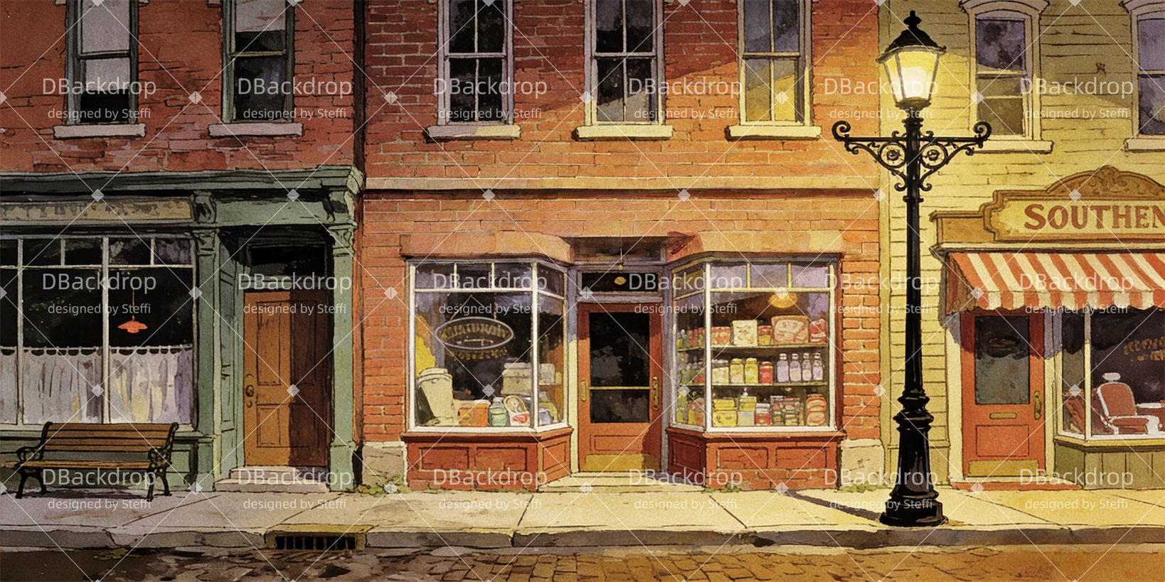 Theater Backdrop Southern Town Street Scene Stage Backdrop Ideas CSH63-T18