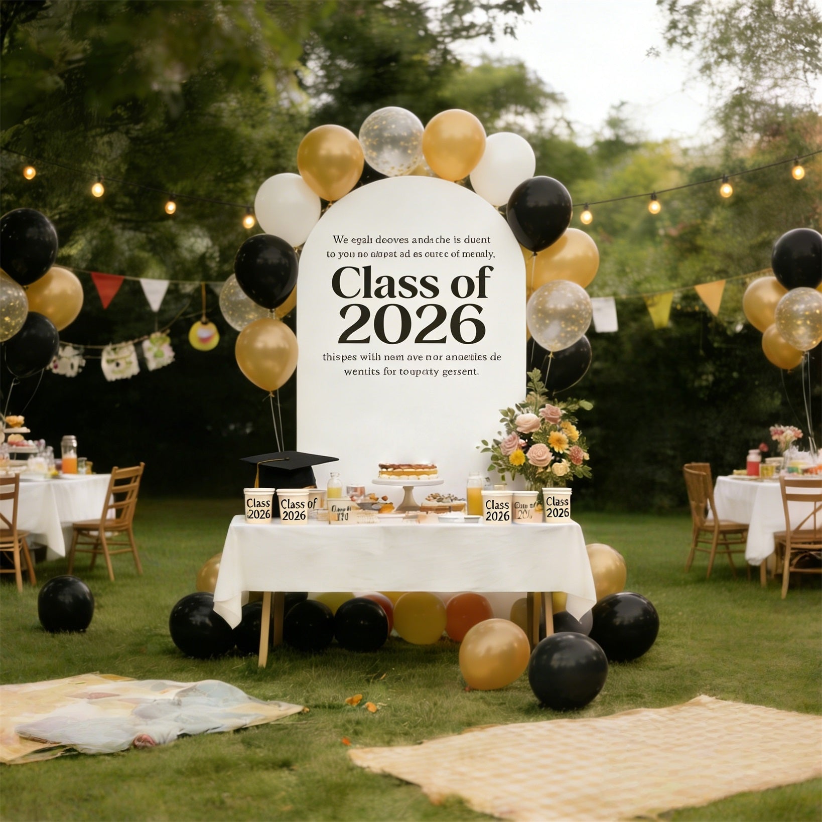 Reusable Graduation Backdrop White Bold Typography Minimalist Washable Graduation Backdrop CSH64-13