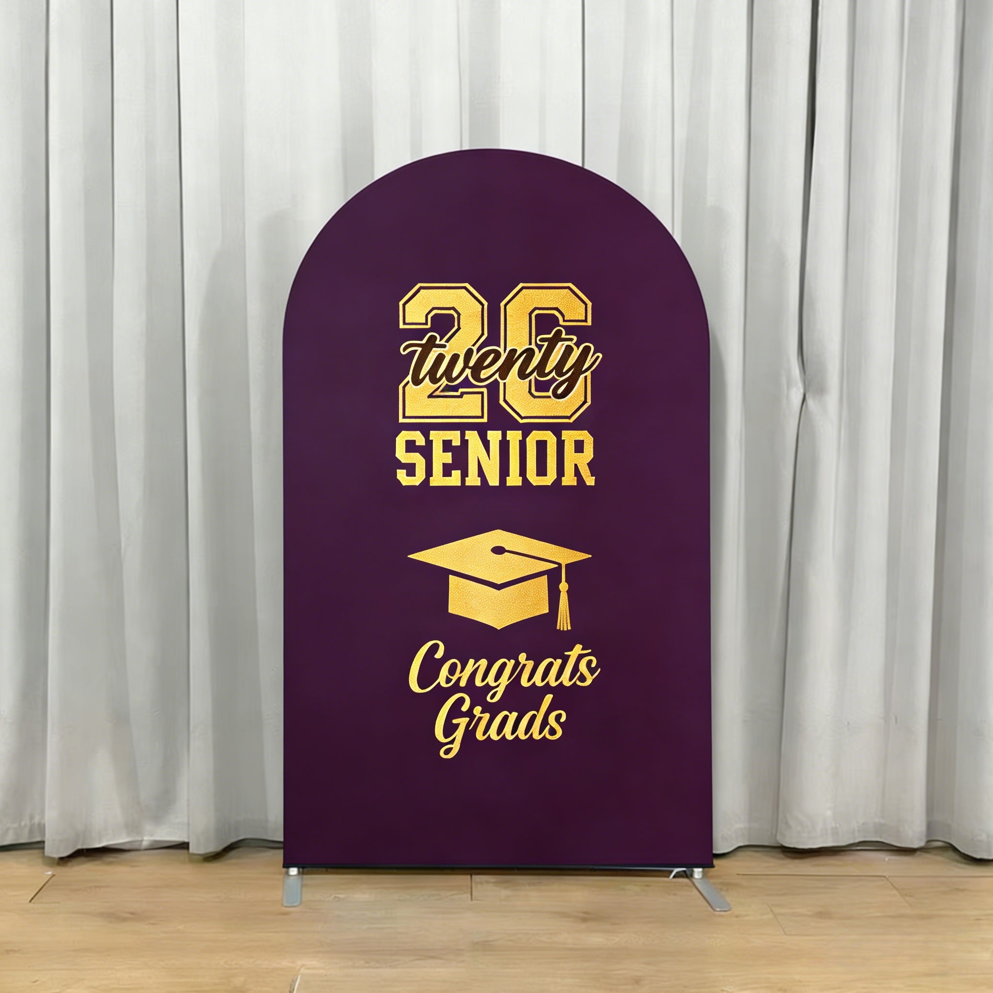 Premium Graduation Backdrop Purple Gold Senior Bold High Quality Graduation Backdrop CSH64-20