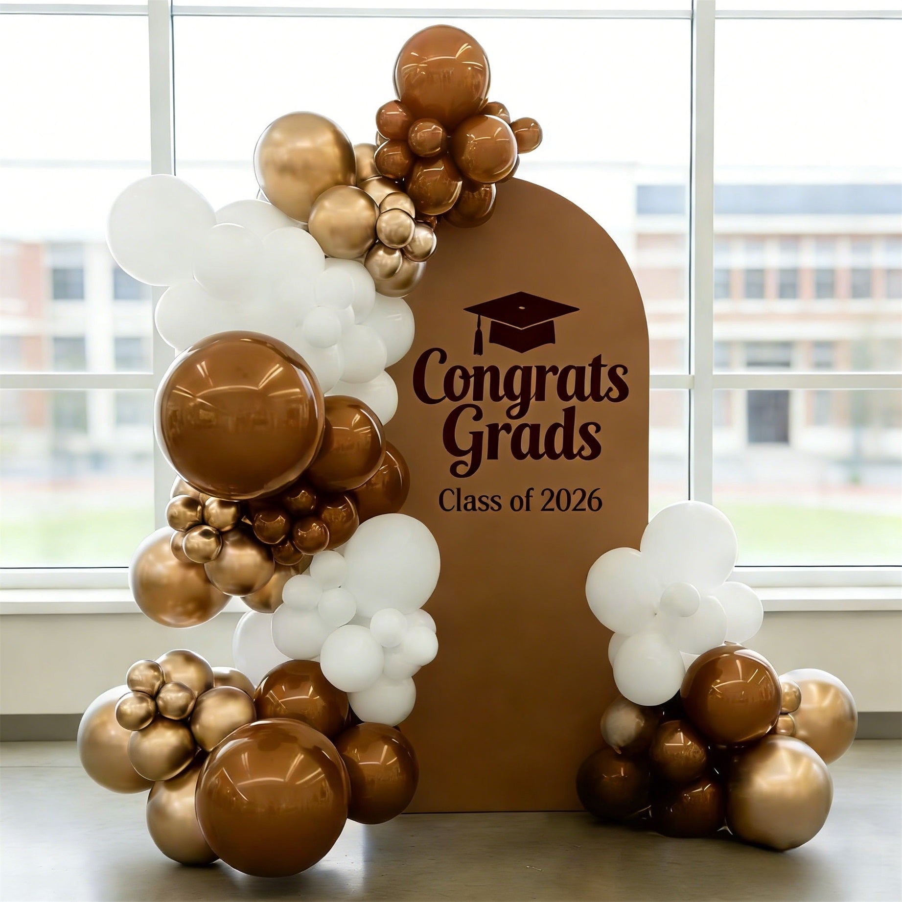 Graduation Arch Backdrop Terracotta Minimalist Classic Personalized Graduation Arch Backdrop CSH64-21