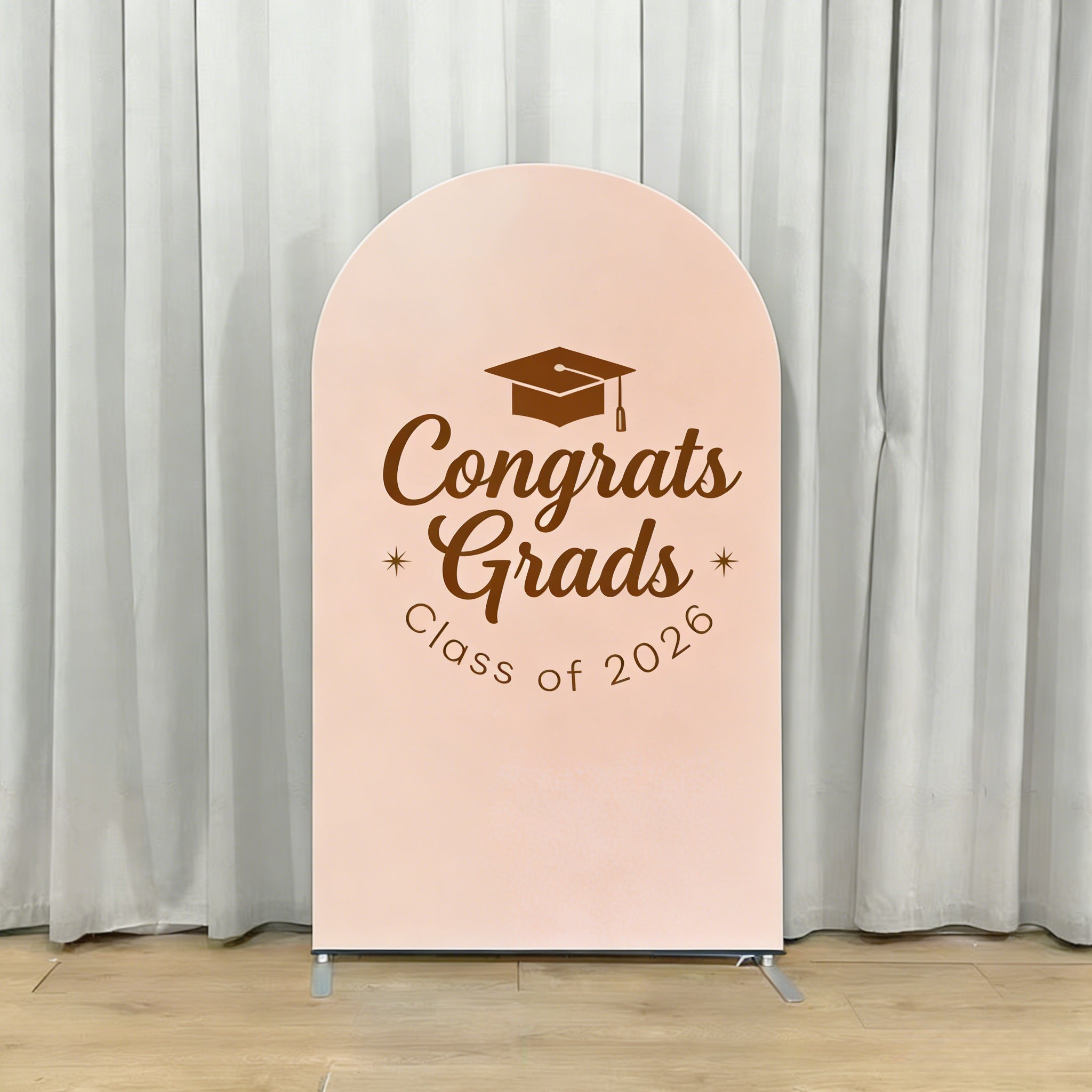 Graduation Arch Backdrop Cover Blush Brown Circular Accents Graduation Arch Backdrop CSH64-22