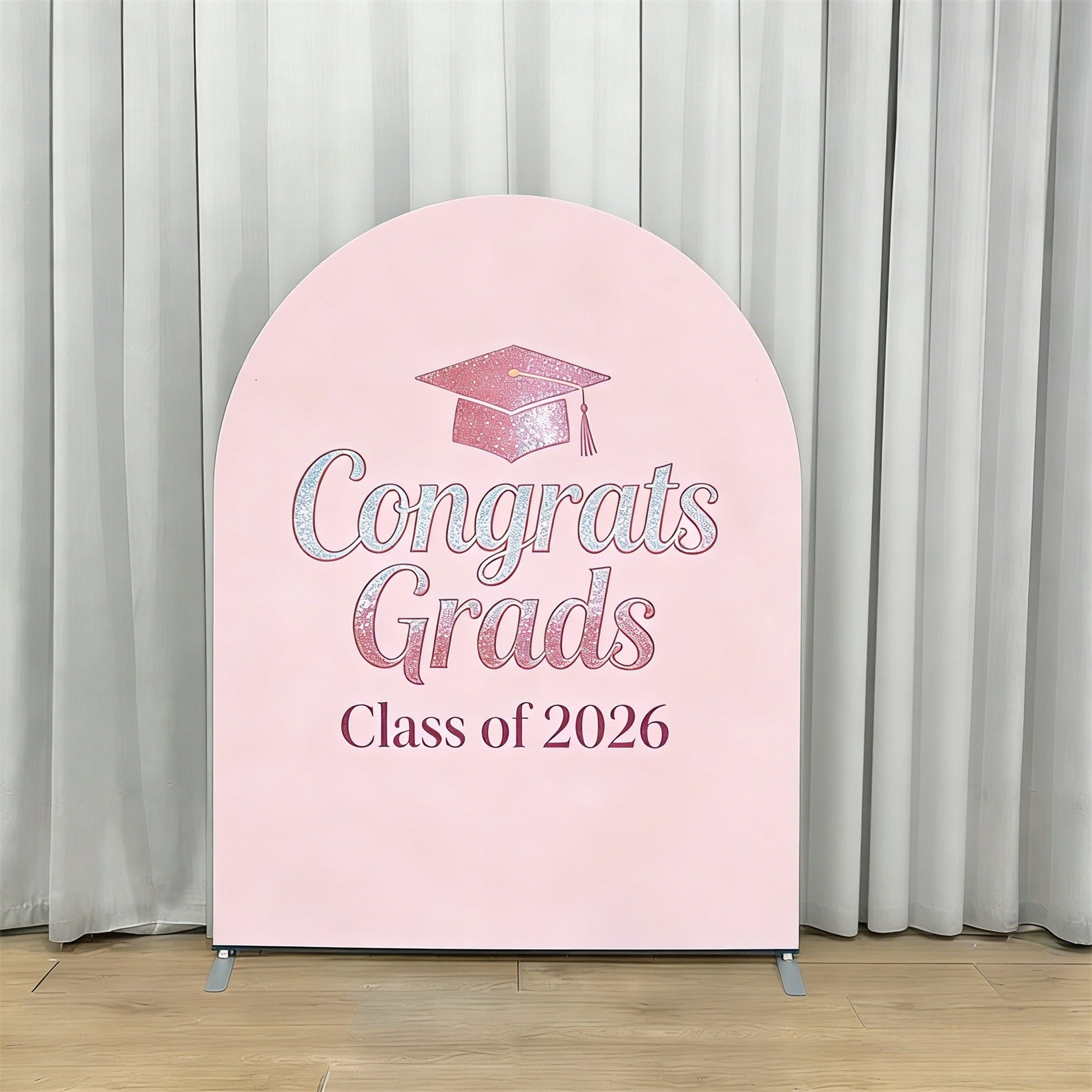 Personalized Graduation Arch Backdrop Pink Glitter Gradient Custom Graduation Arch Backdrop CSH64-23