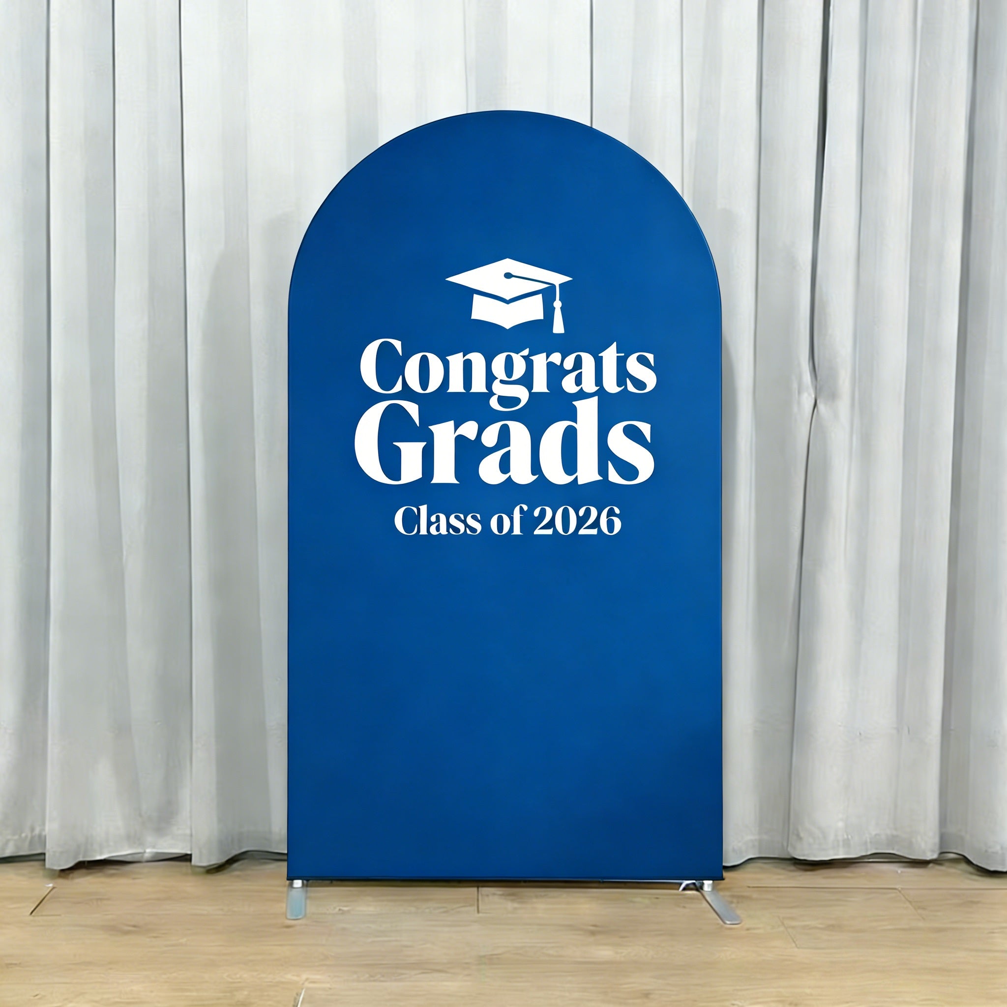 Custom Graduation Arch Backdrop Royal Blue White Text Graduation Arch Backdrop Personalized CSH64-24