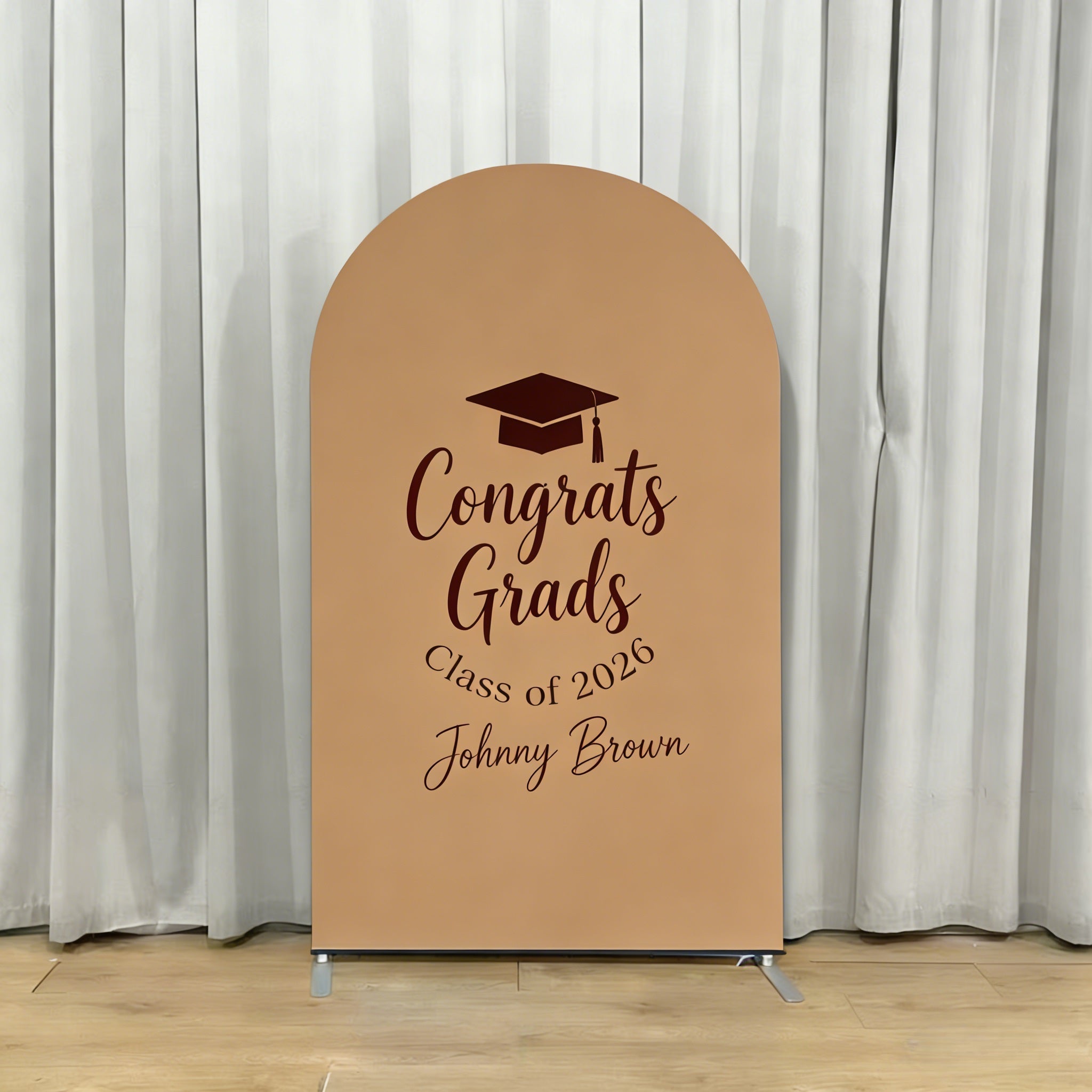 Graduation Arch Backdrop With Name Terracotta Custom Script Personalized Arch Backdrop Graduation CSH64-26