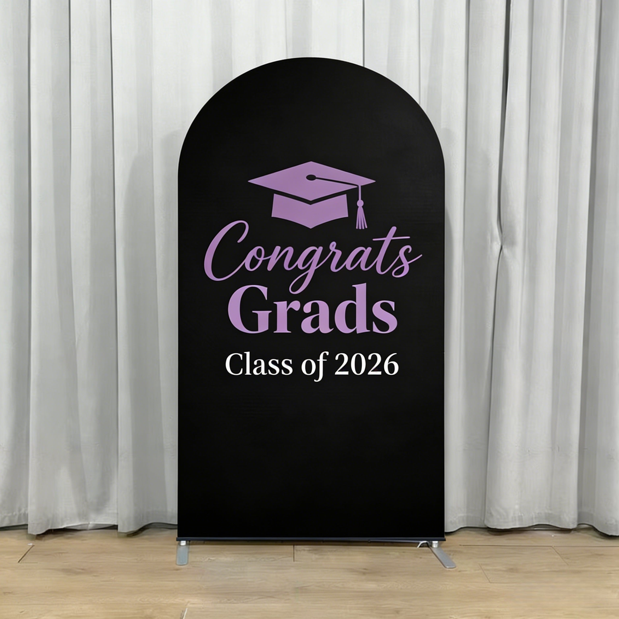 Graduation Arch Backdrop Photo Black Lavender Bold Accents Custom Photo Graduation Arch Backdrop CSH64-27