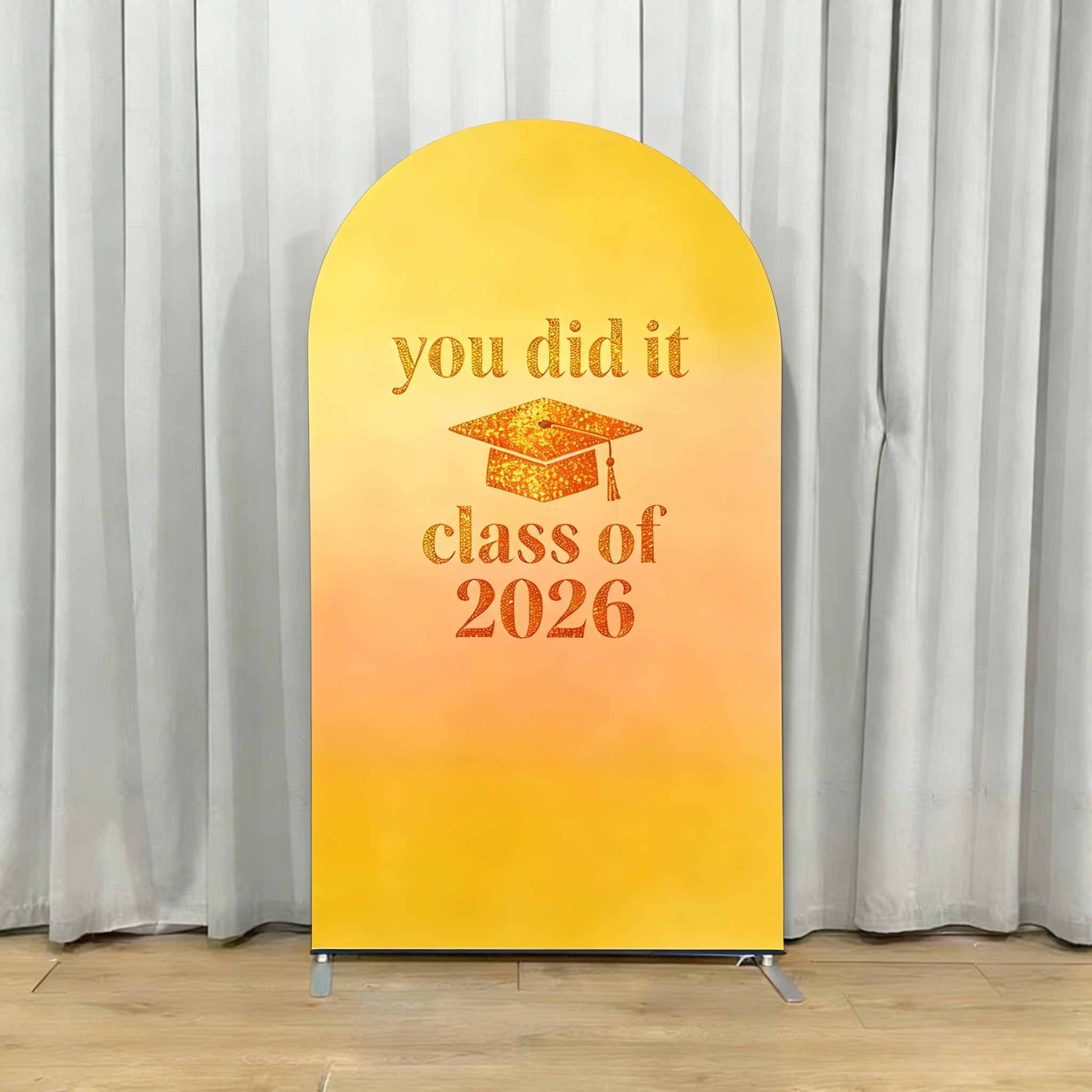 You Did It Graduation Arch Backdrop Yellow Gold Glitter Gradient Congrats Grad Arch Backdrop CSH64-29