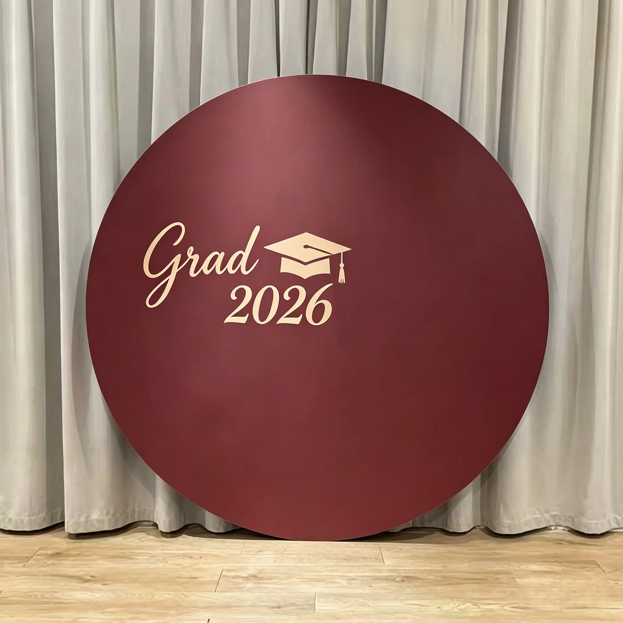 Luxury Graduation Backdrop Burgundy Gold Classic Grad Round Elegant Graduation Backdrop CSH64-41
