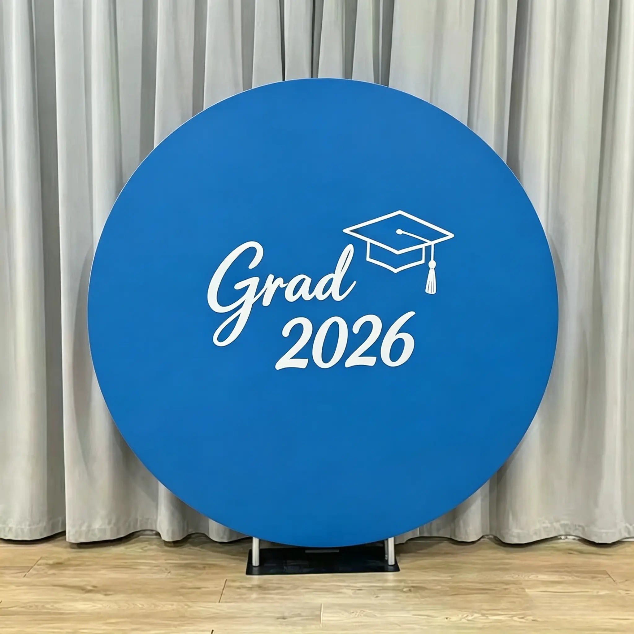 Graduation Event Backdrop Blue White Small Grad Round Graduation Party Event Backdrop CSH64-48