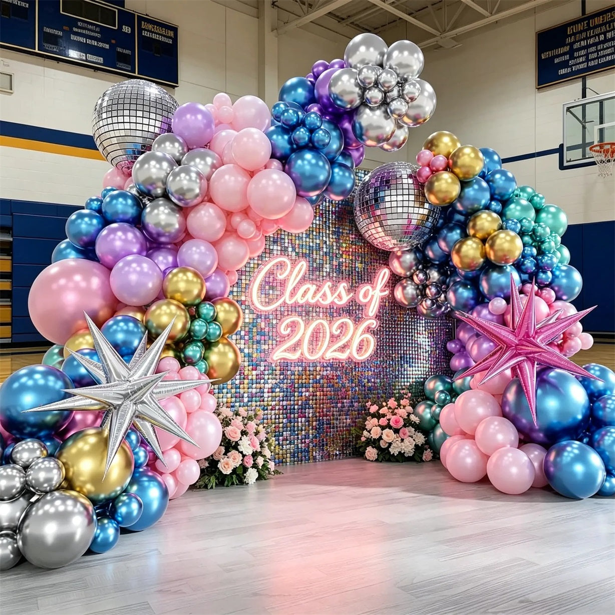 Graduation Shimmer Backdrop Sequin Panels Party Decoration Class of 2026 Shimmer Party Backdrop CSH64-72