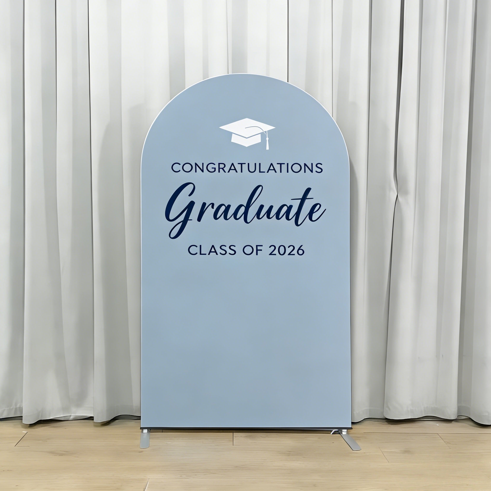 Graduation Backdrop Light Blue Elegant Typography Custom Graduation Backdrop CSH64-8