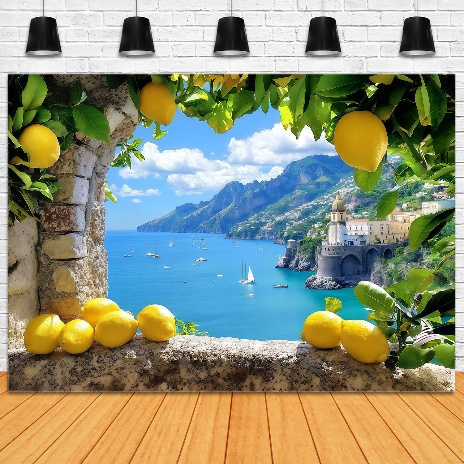 Amalfi Coast Backdrop Lemons Mediterranean Sea Scenery Summer Backdrop Ideas CSH64-81