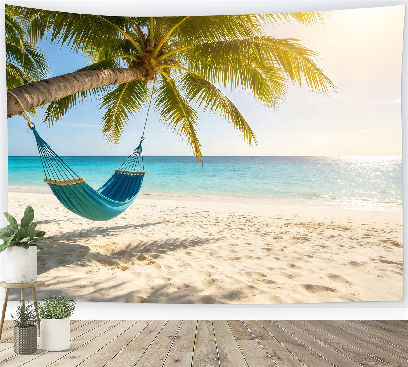 Beach Backdrop Sunny Palm Hammock Sea Escape Summer Backdrops CSH64-89