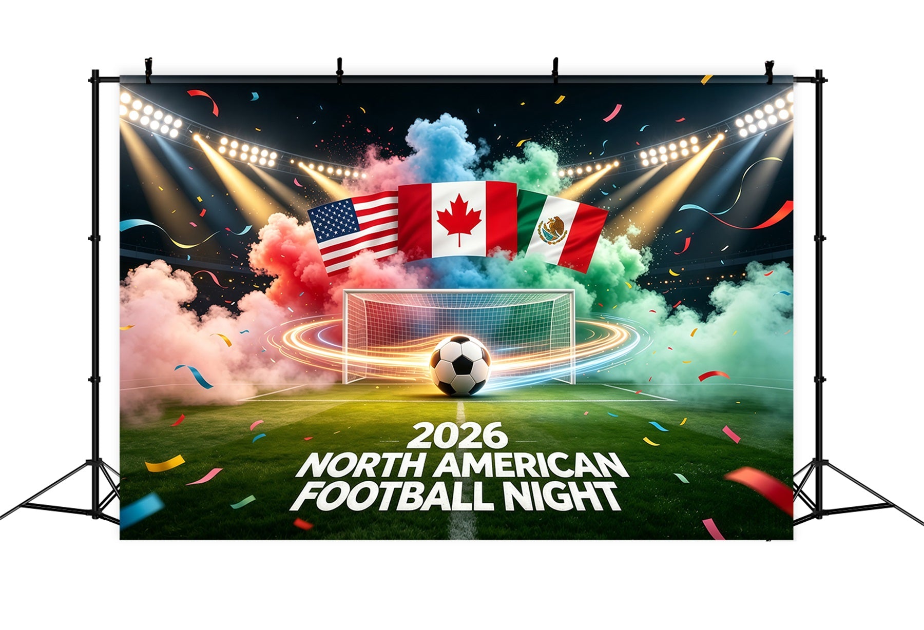 2026 Soccer Party Ballon Backdrop World Cup Team Flags International Soccer Celebration Backdrop CSH64-97