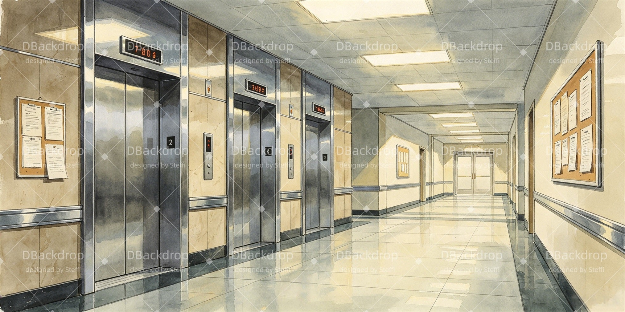 Theater Stage Backdrop Modern Office Hallway Performance Backdrops CSH66-T13