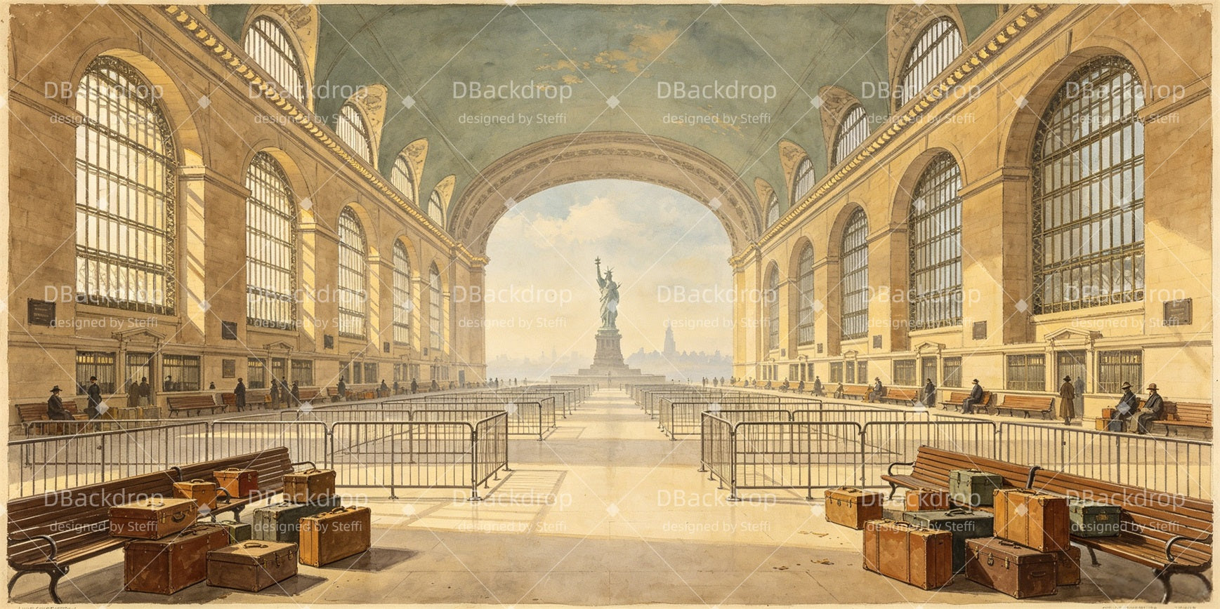 Theater Backdrops Immigration Hall Stage Backdrop Ideas CSH66-T24