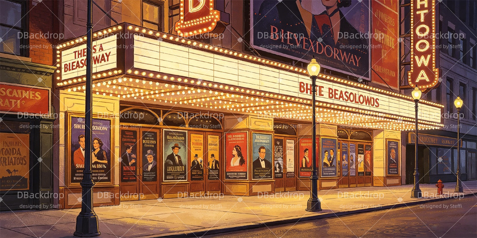 Broadway Stage Backdrop Broadway Theater Exterior Backdrop For Theater CSH66-T3