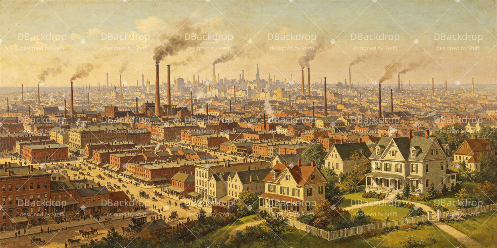 Large Stage Backdrops Industrial Cityscape Backdrop For Theater CSH66-T30
