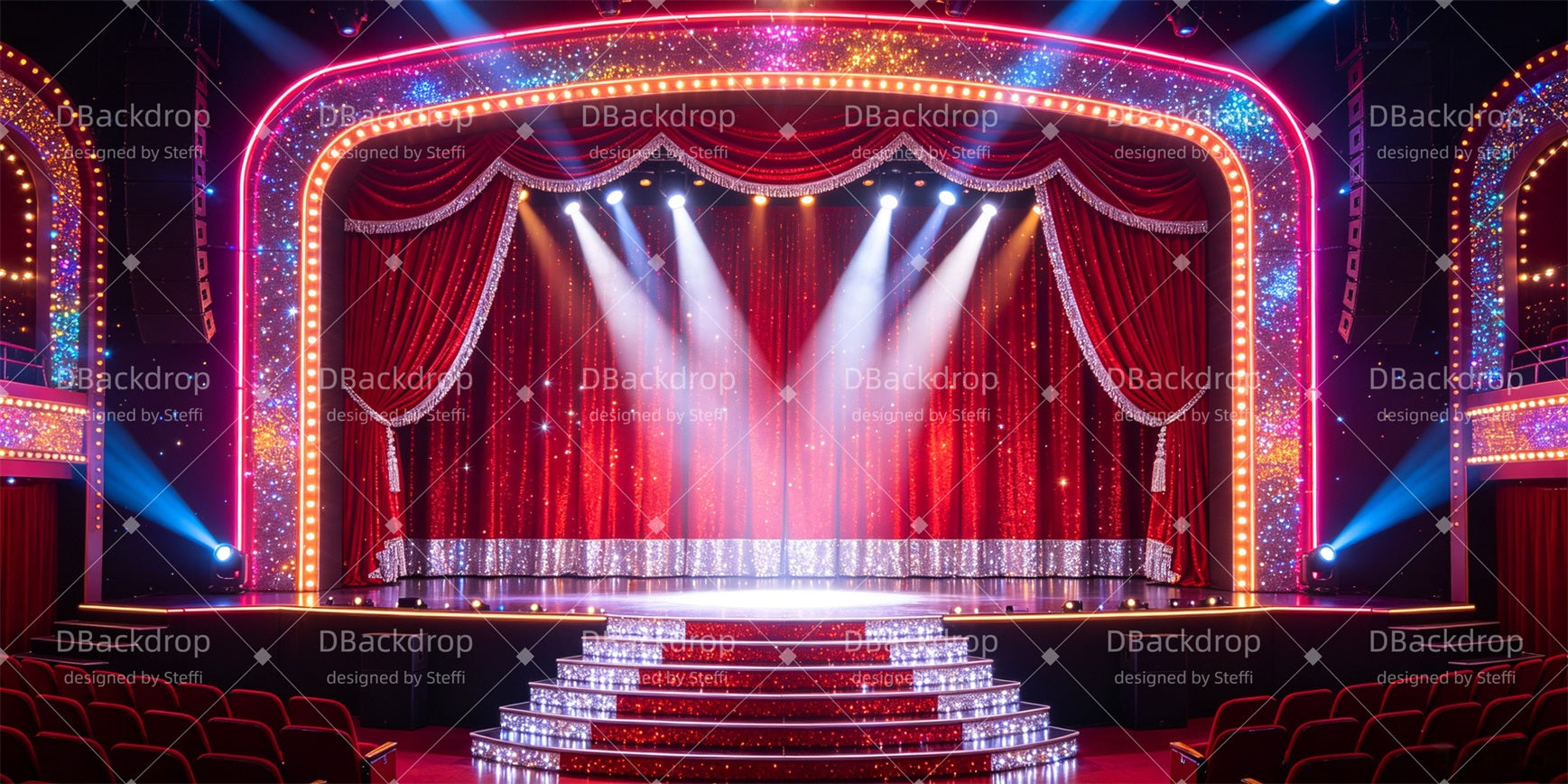 Broadway Stage Backdrop Sparkling Theater Stage Musical Backdrops CSH66-T39