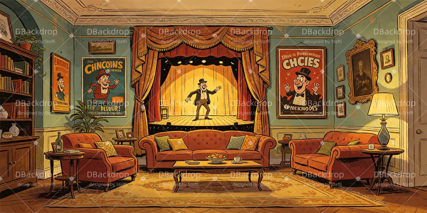 Theater Backdrop Room Miniature Stage Performance Backdrops CSH66-T4