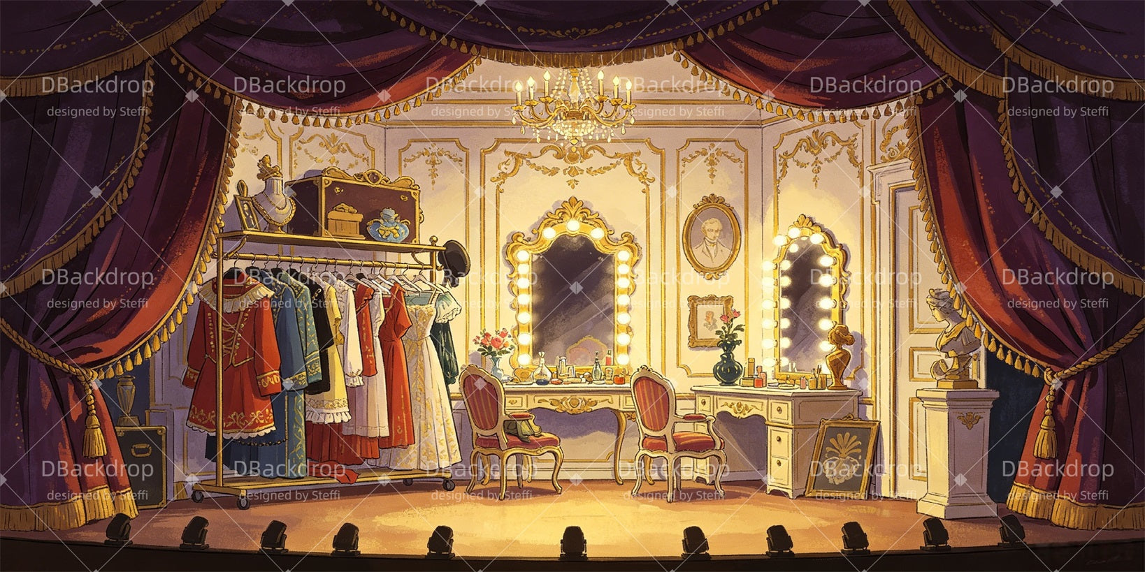 Stage Backdrops For Sale Backstage Dressing Room Theater Backdrop CSH66-T7