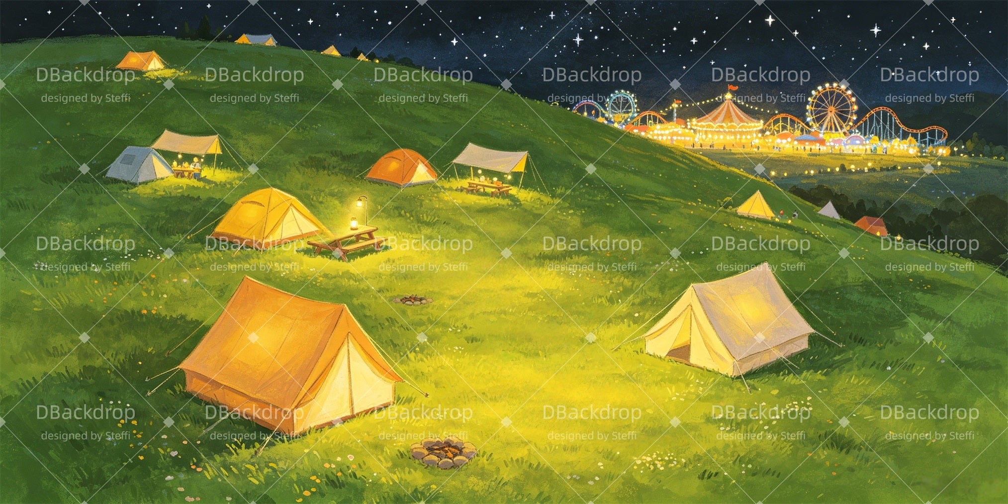 Stage Backdrops Fairground Campsite Backdrop For Theater Play CSH66-T85