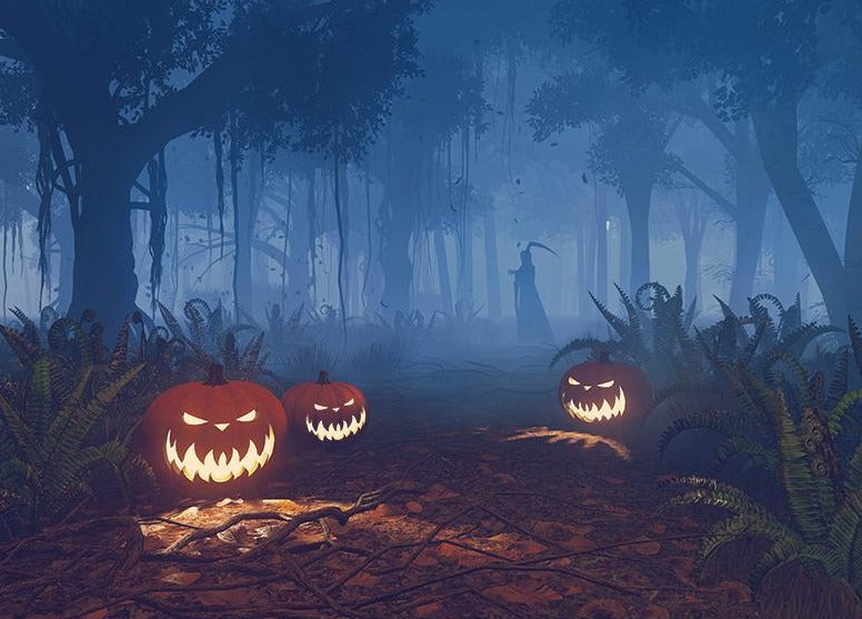 Halloween Moonlit Witch Pumpkin Forest Garage Door Decor CSH67-23-2 car