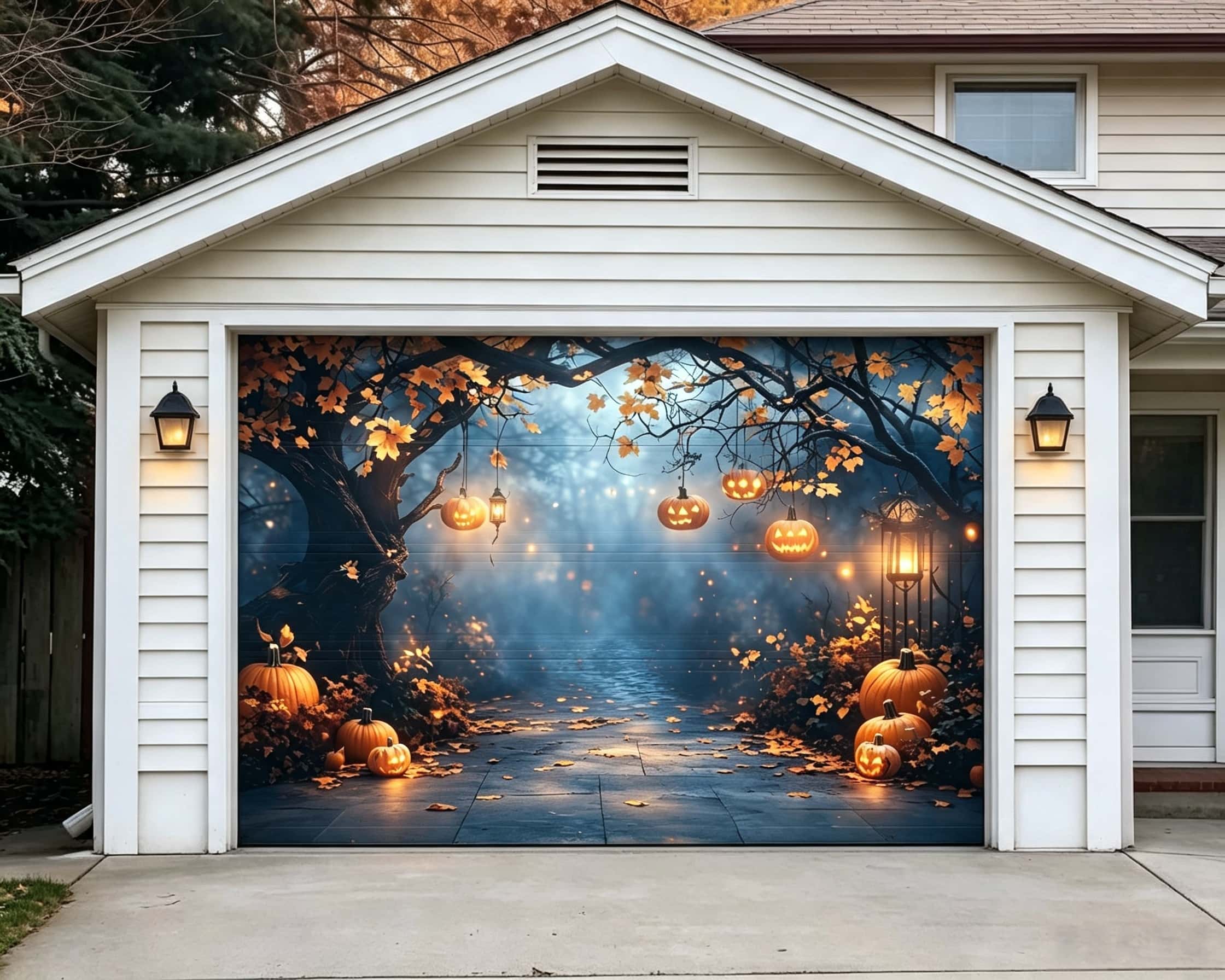 Halloween Moonlit Pumpkin Forest Path Garage Door Cover CSH67-26-1 car