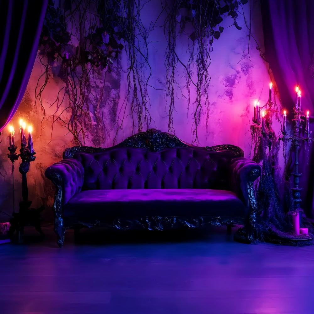 Spooky Halloween Purple Velvet Candlelit Parlor Garage Door Decor CSH67-28-1 car