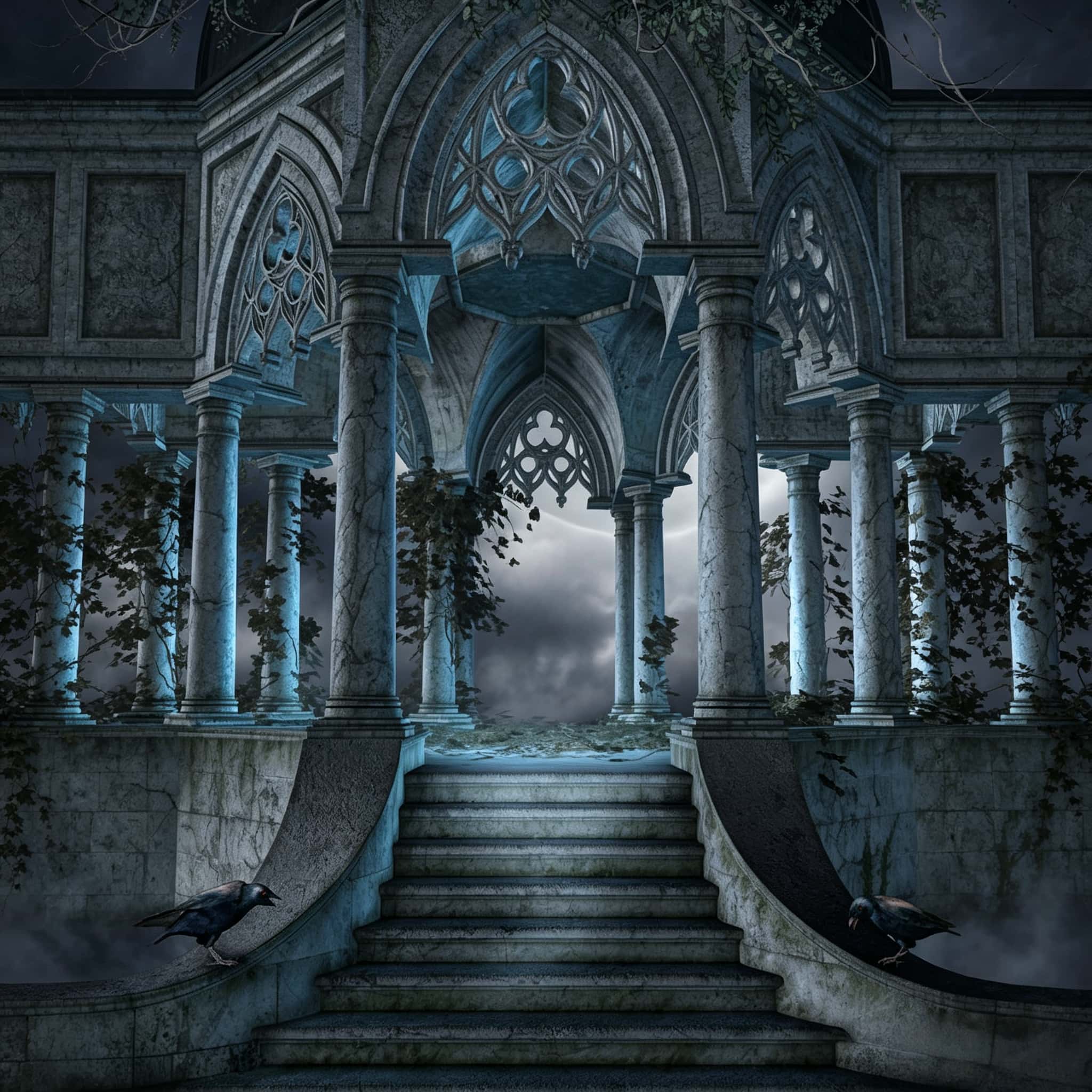 Halloween Gothic Foggy Raven Gothic Colonnade Garage Door Banner CSH67-30-1 car