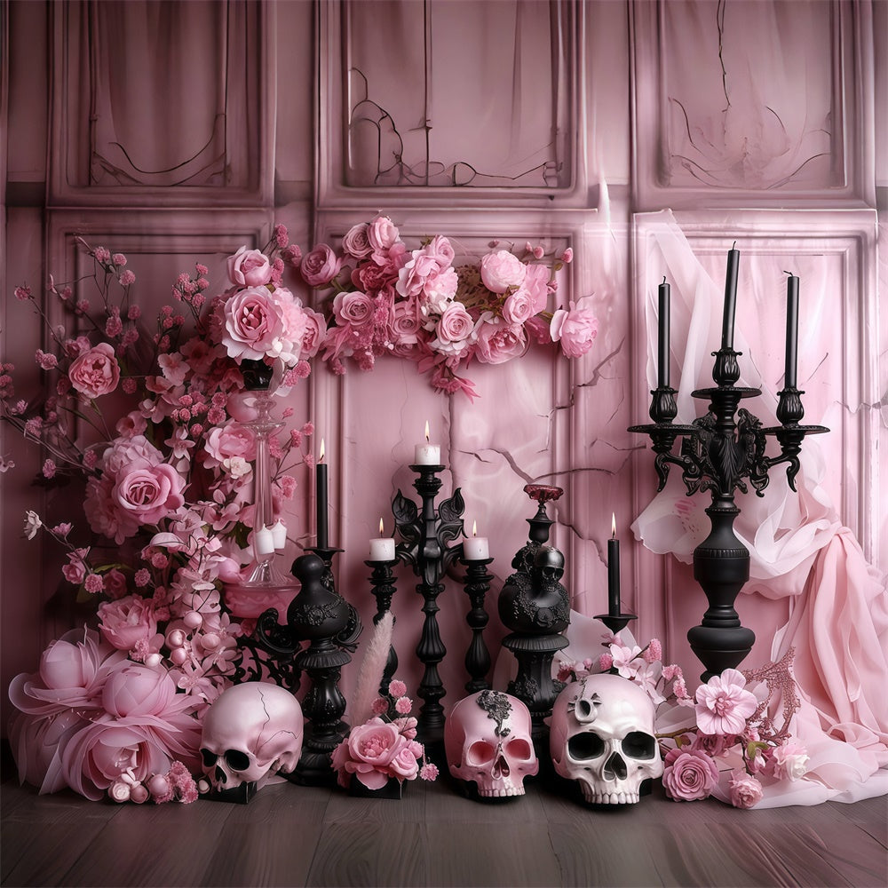 Scary Halloween Pink Rose Skull Candelabra Garage Door Cover CSH67-31-1 car