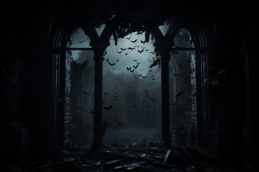 Halloween Foggy Bat Gothic Ruins Garage Door Cover CSH67-40-2 car