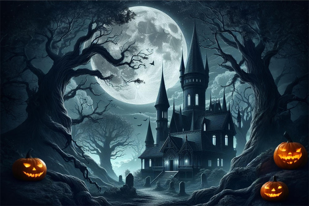 Halloween Spooky Moonlit Pumpkin Gothic Castle Garage Door Cover CSH67-41-2 car