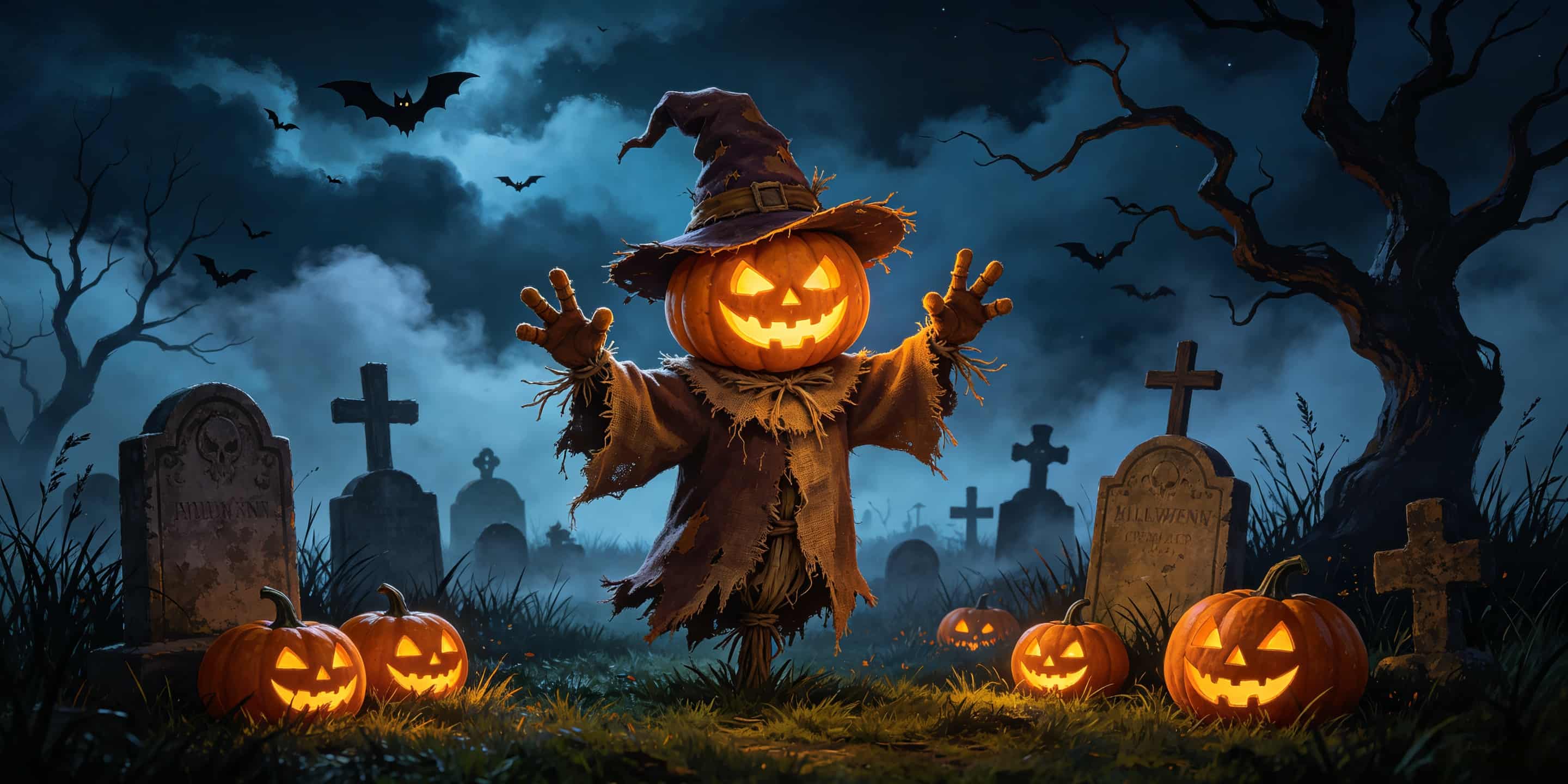 Creepy Halloween Garage Door Decor Pumpkin Scarecrow Foggy Graveyard Halloween Garage Door Sign CSH67-54-2 car