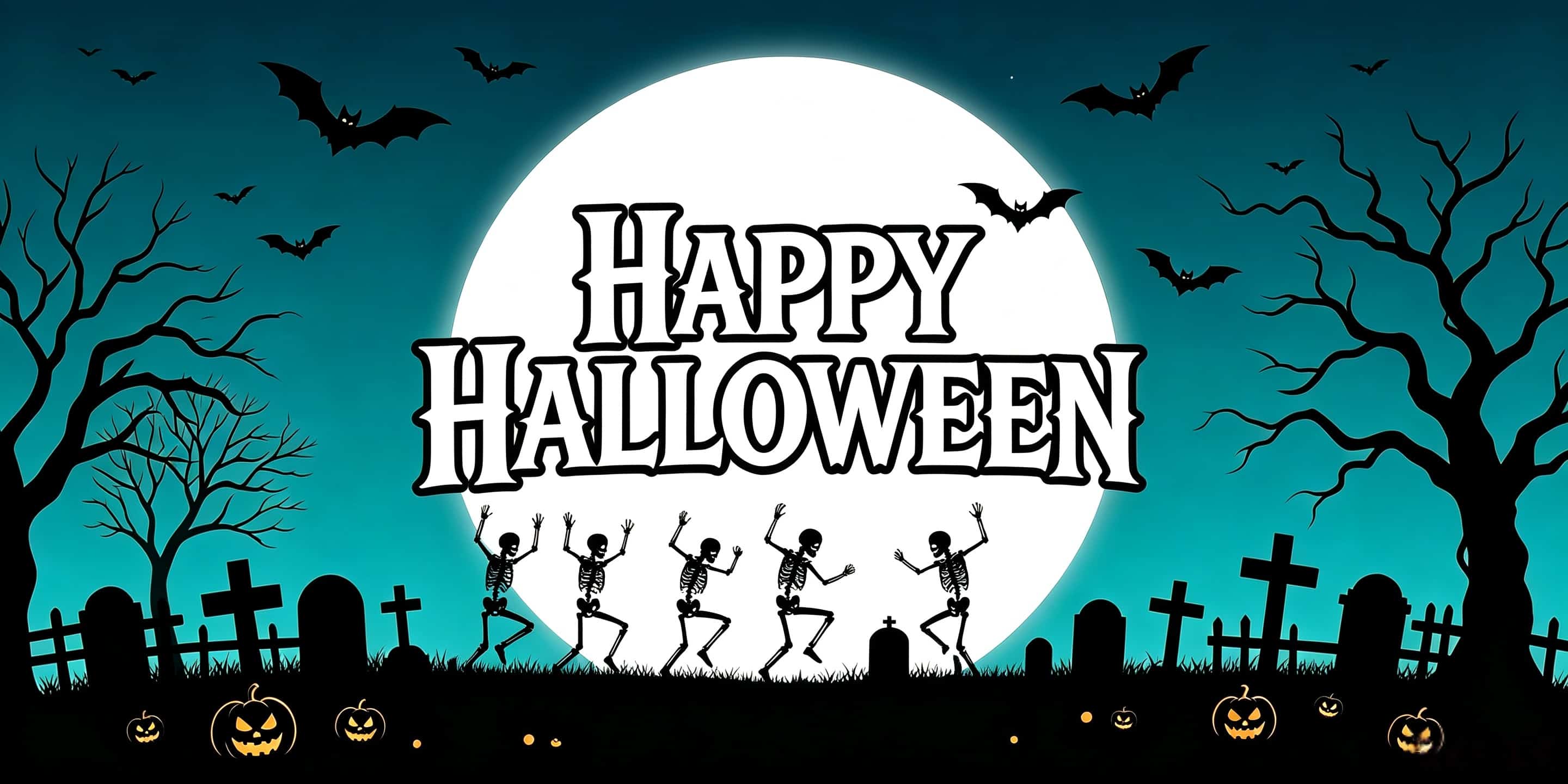 Haunted Halloween Garage Door Banner Moonlit Dancing Skeleton Graveyard Halloween Garage Door Mural CSH67-59-2 car