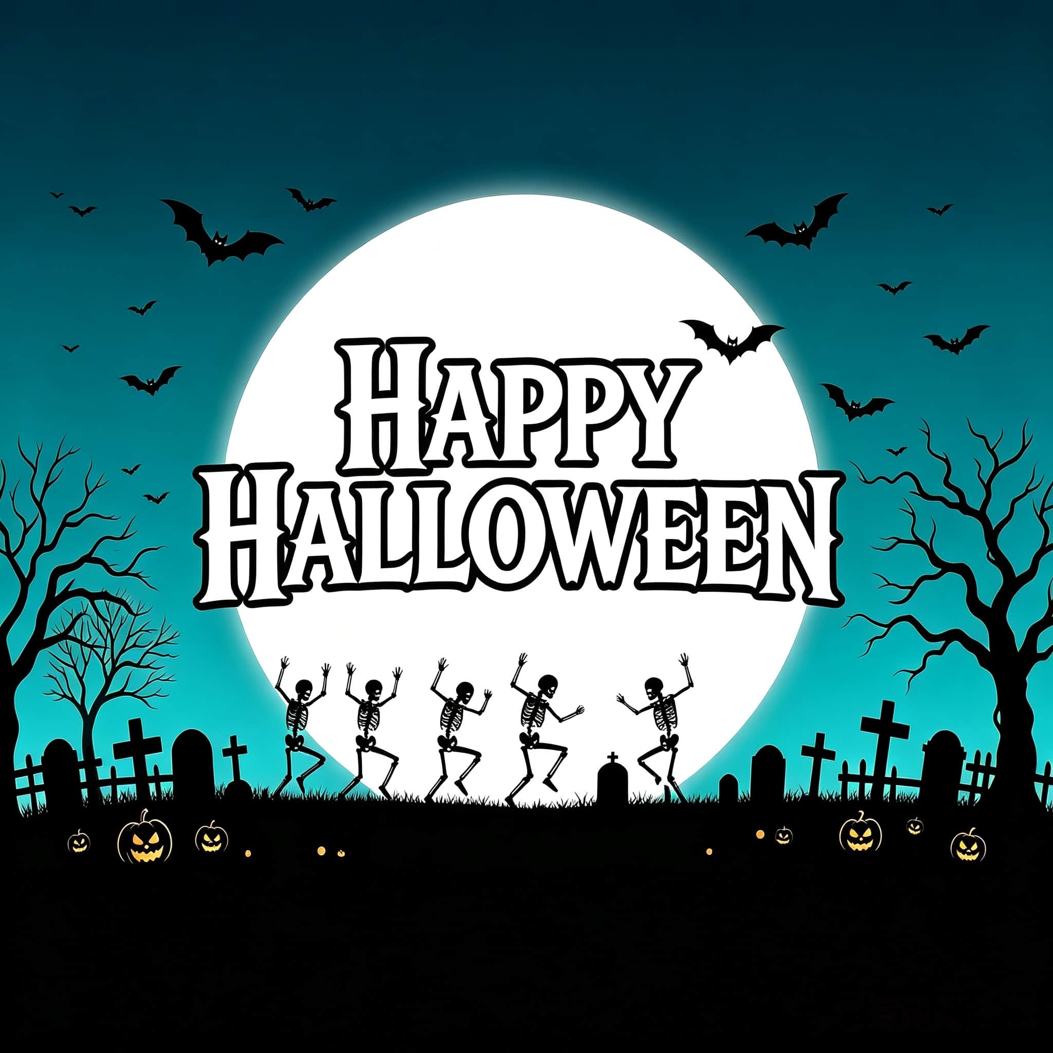 Haunted Halloween Garage Door Banner Moonlit Dancing Skeleton Graveyard Halloween Garage Door Mural CSH67-59-1 car