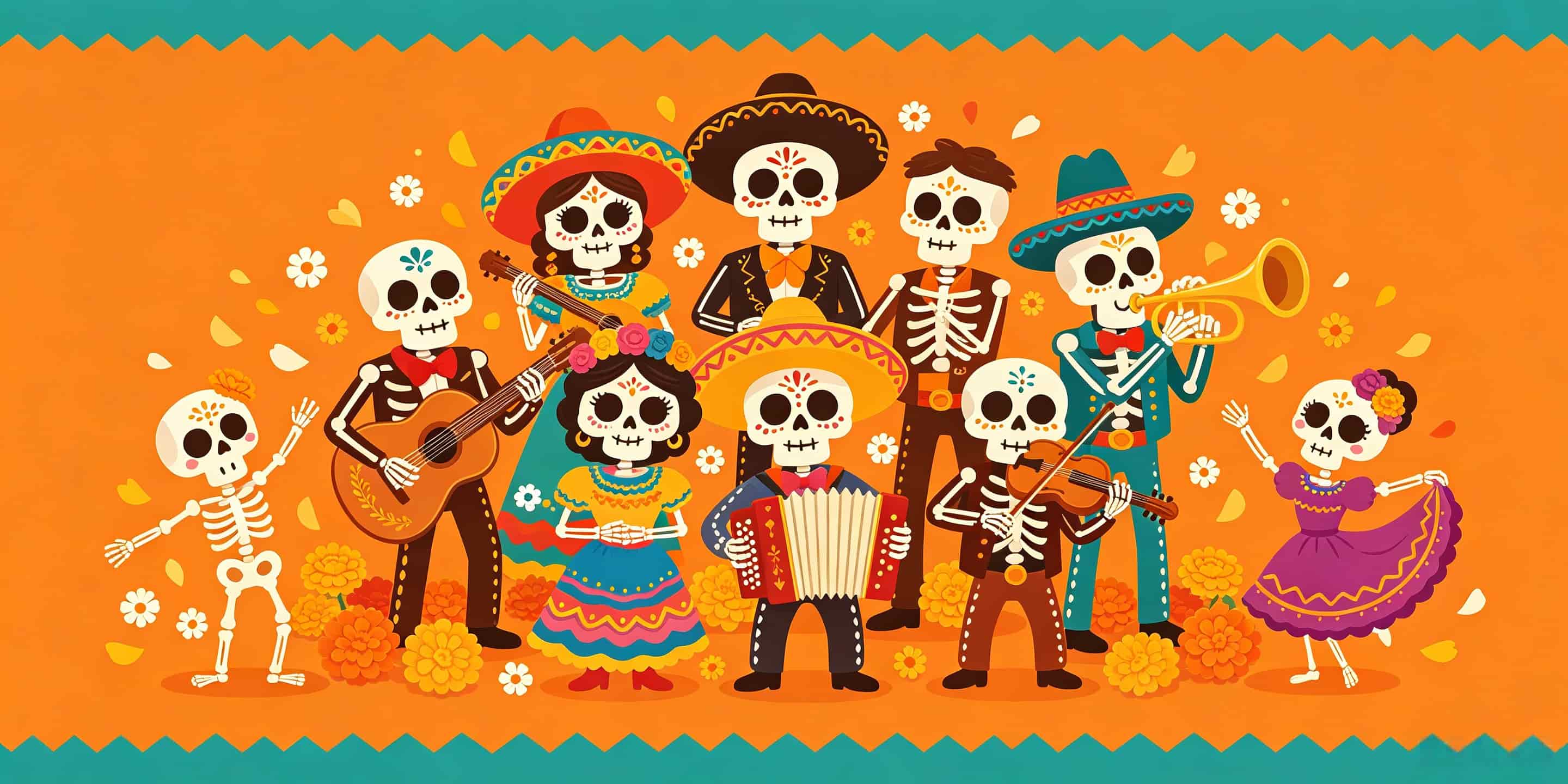 Cute Halloween Garage Door Decor Sugar Skull Mariachi Band Halloween Garage Door Mural CSH67-68-2 car