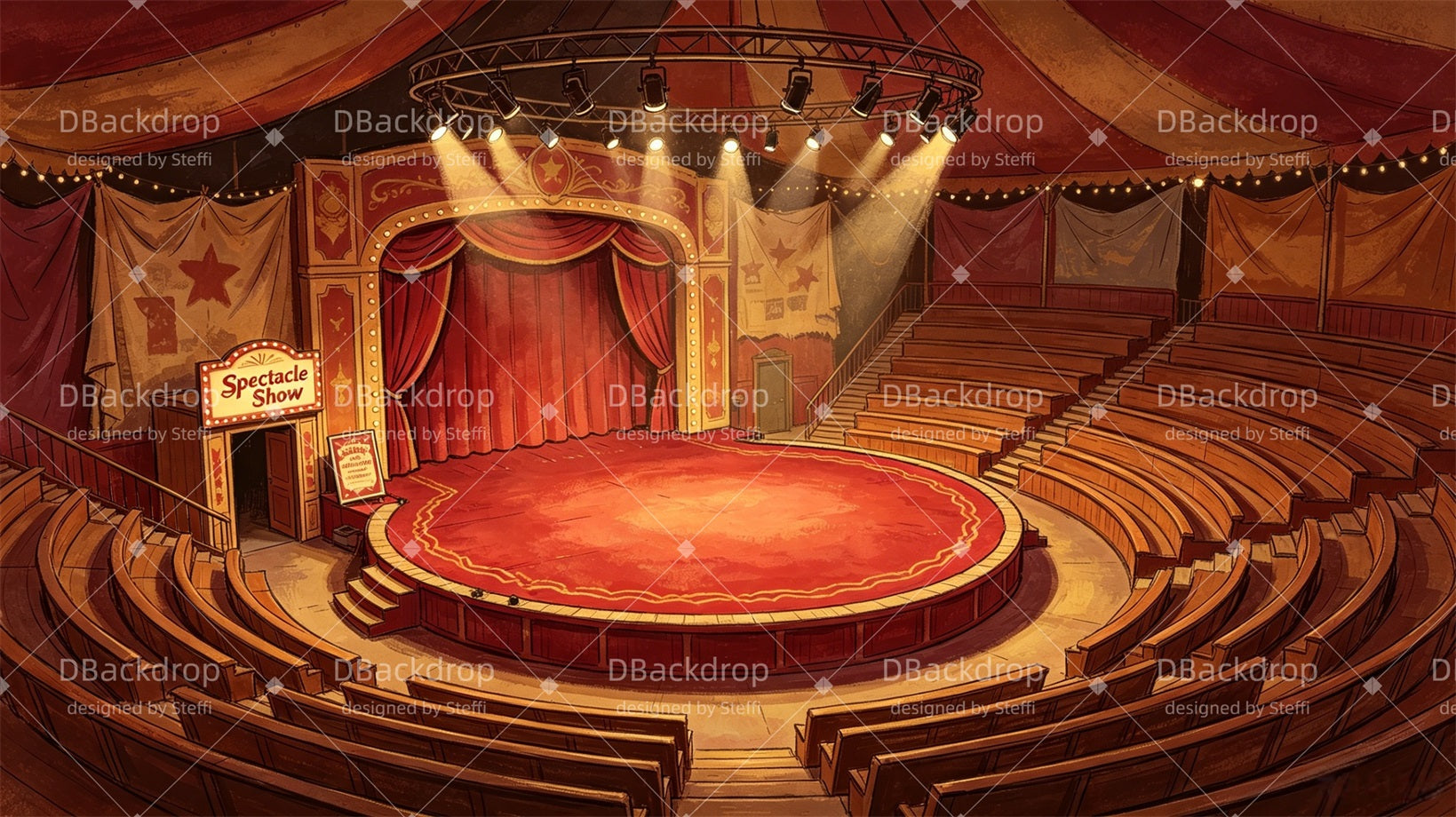 School Play Backdrop Round Circus Stage Performance Backdrop CSH67-T12