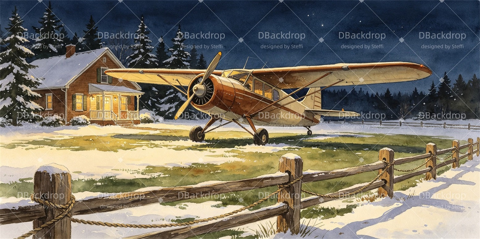 Stage Backdrops Snowy Airfield Farmhouse Backdrops Theater CSH67-T25