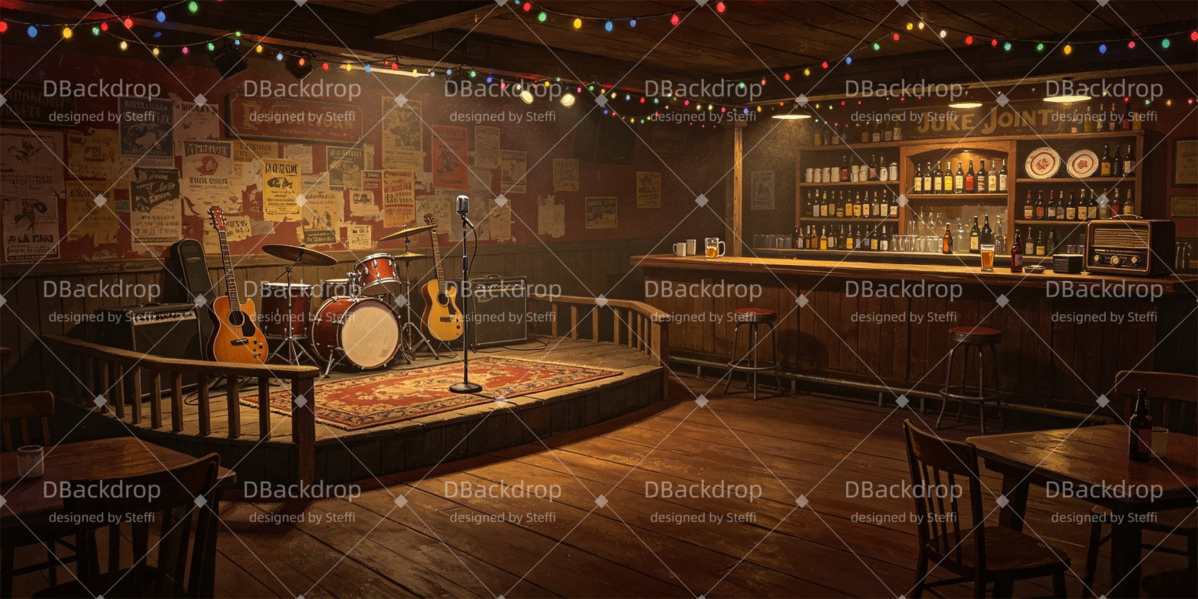 Musical Backdrop Vintage Music Bar Professional Stage Backdrops CSH67-T35