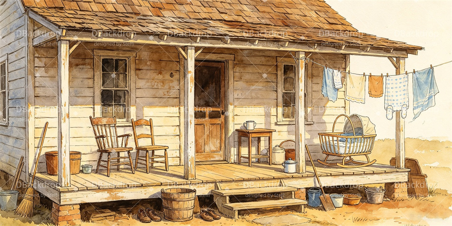Cheap Theater Backdrops Rustic Cabin Porch Large Stage Backdrops CSH67-T37