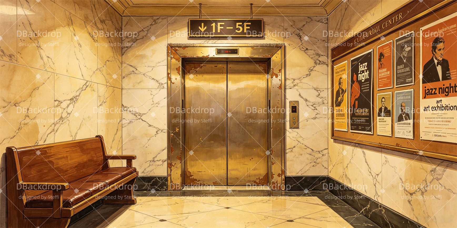 Stage Backdrop Ideas Marble Elevator Lobby Backdrop For Theater CSH67-T6