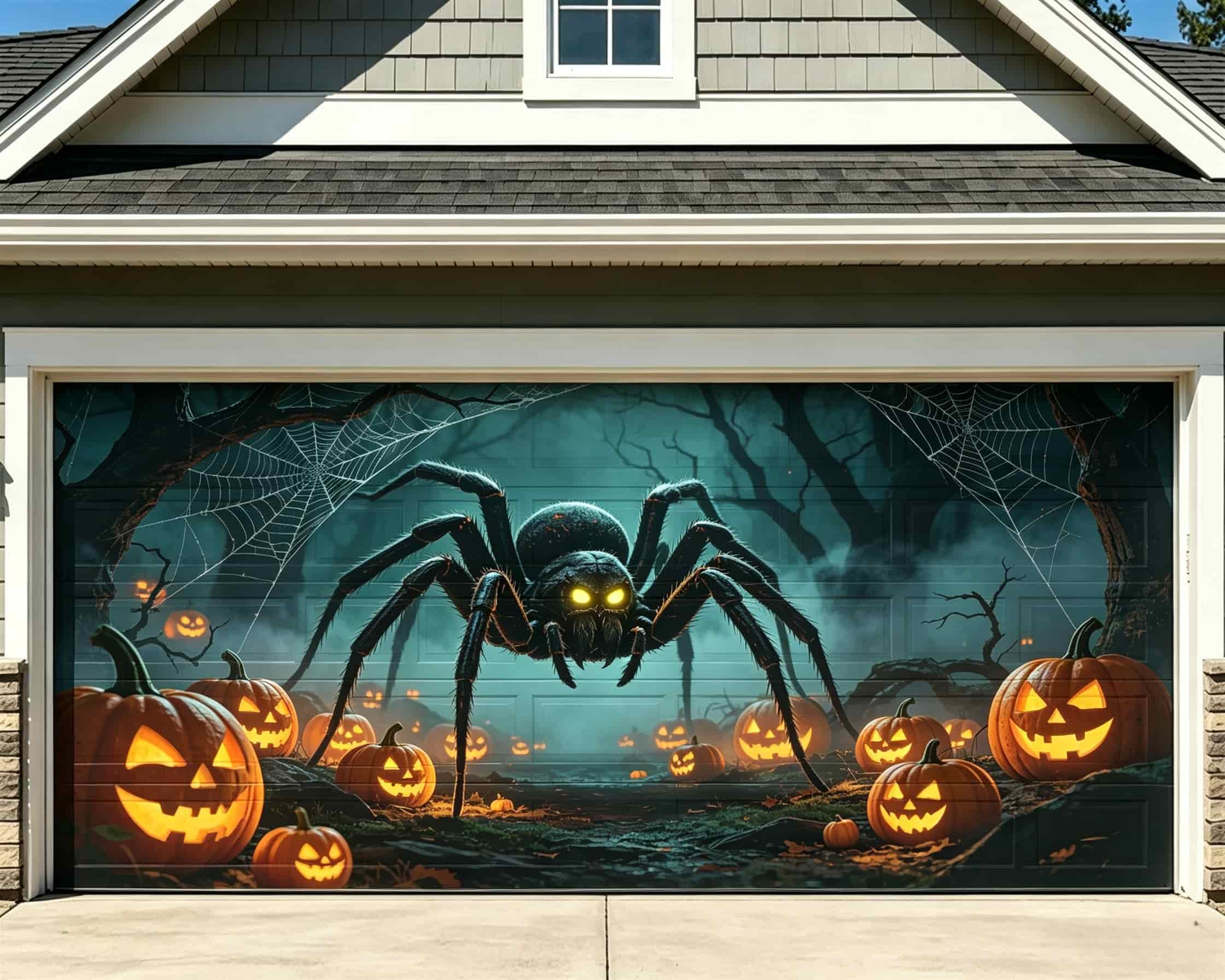 Spider Web Garage Door Cover Giant Spider Pumpkin Grove Halloween Party Garage Door Cover CSH68-15-2 car