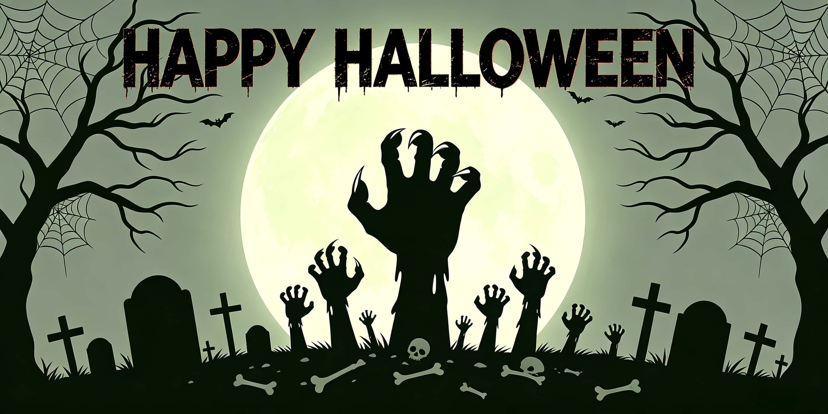Zombie Halloween Garage Door Decor Moonlit Graveyard Gothic Hands Halloween Garage Door Cover CSH68-17-2 car