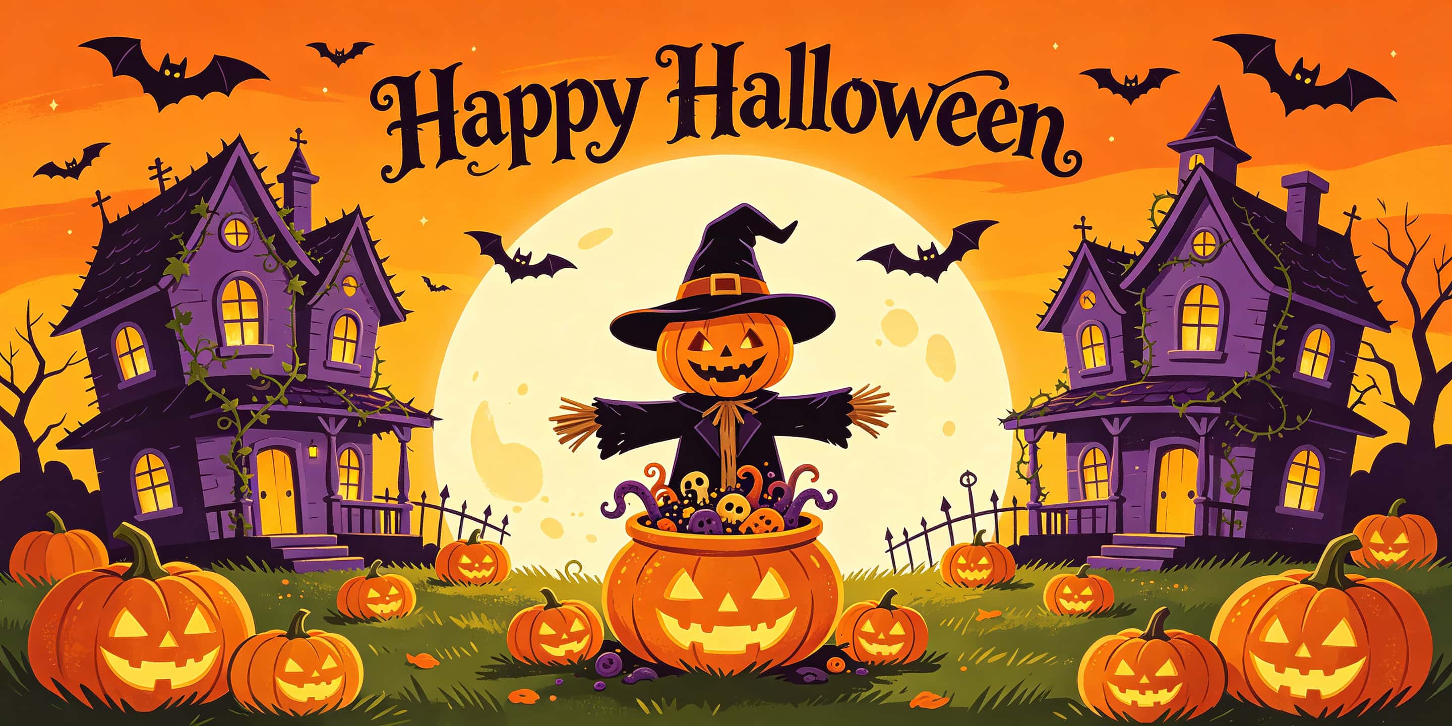 Funny Halloween Garage Door Cover Pumpkin Scarecrow Haunted Houses Halloween Garage Door Decorations CSH68-2-2 car