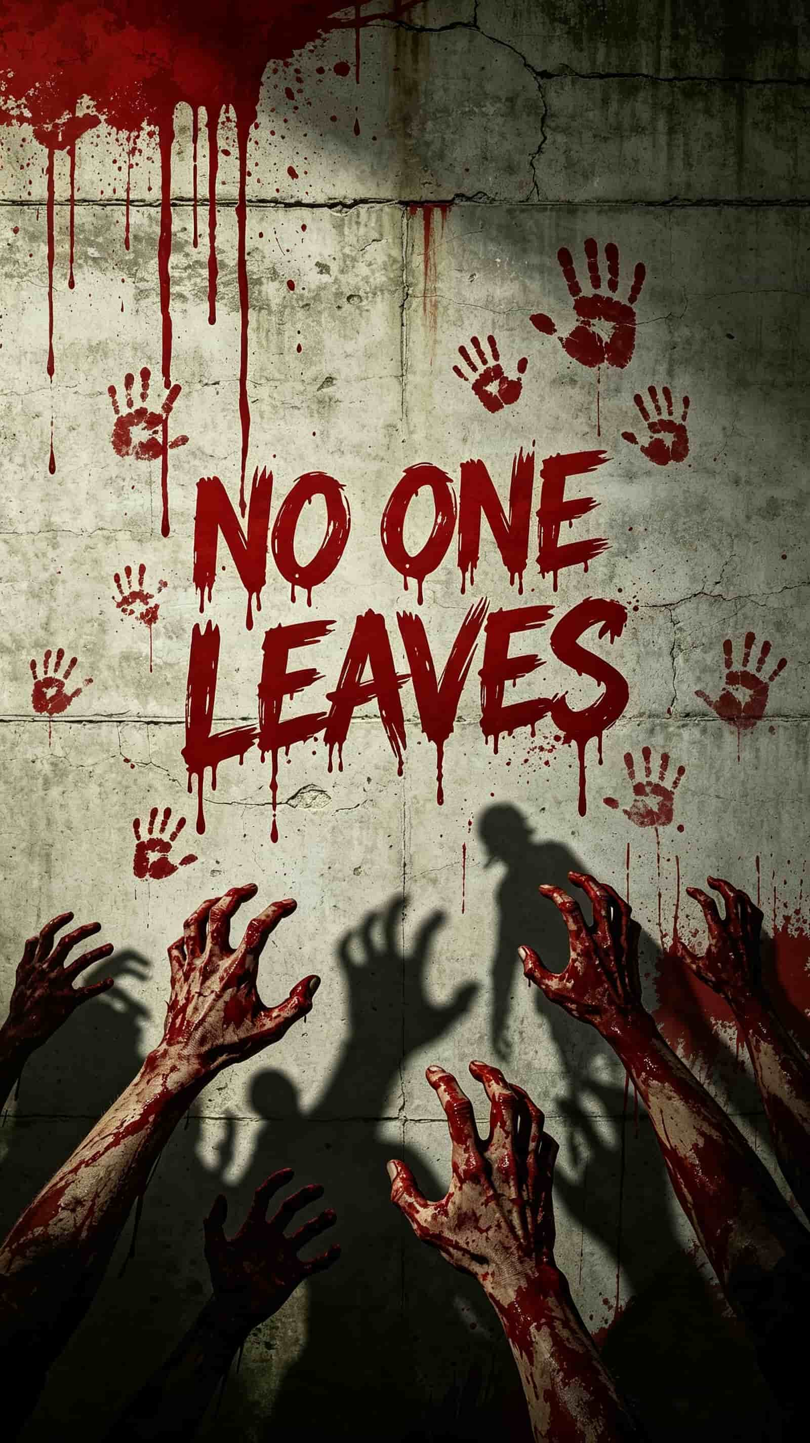 Bloody Handprint Door Horror Wall Zombie Hands Halloween Front Door Poster CSH68-21