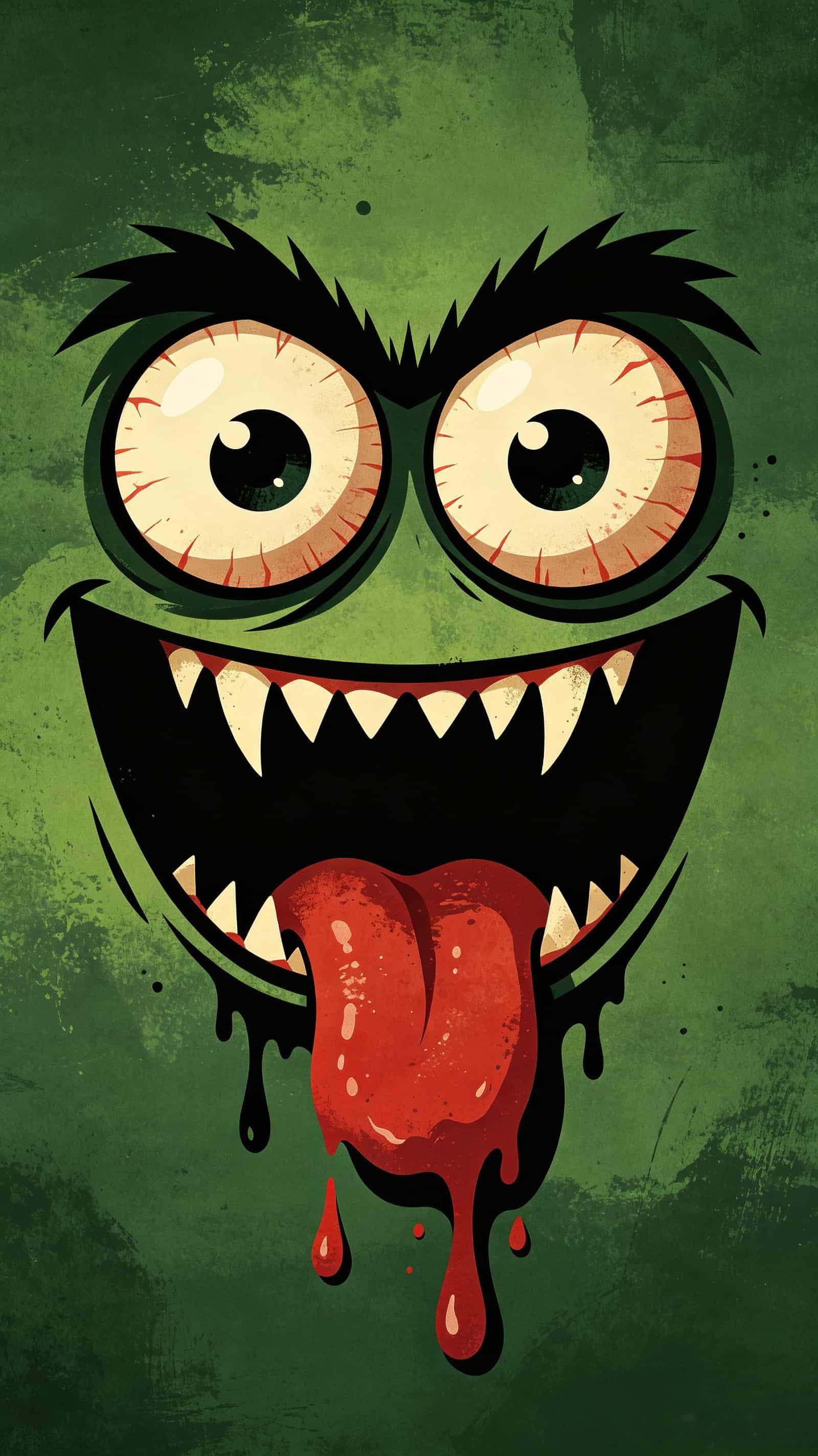 Eyeball Monster Door Goofy Green Monster Face Halloween Front Door Mural CSH68-22
