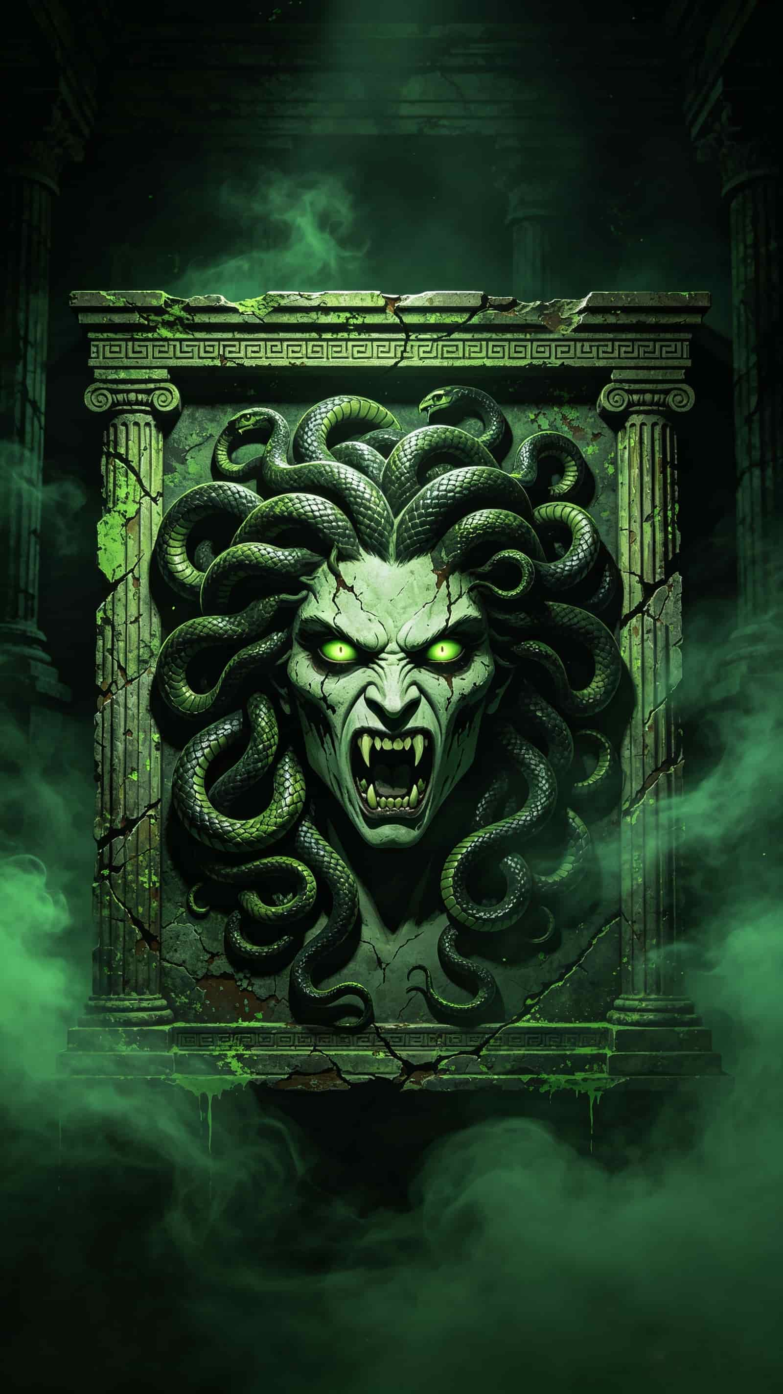 Cursed Portrait Door Medusa Stone Temple Haunted Halloween Door Decoration CSH68-37